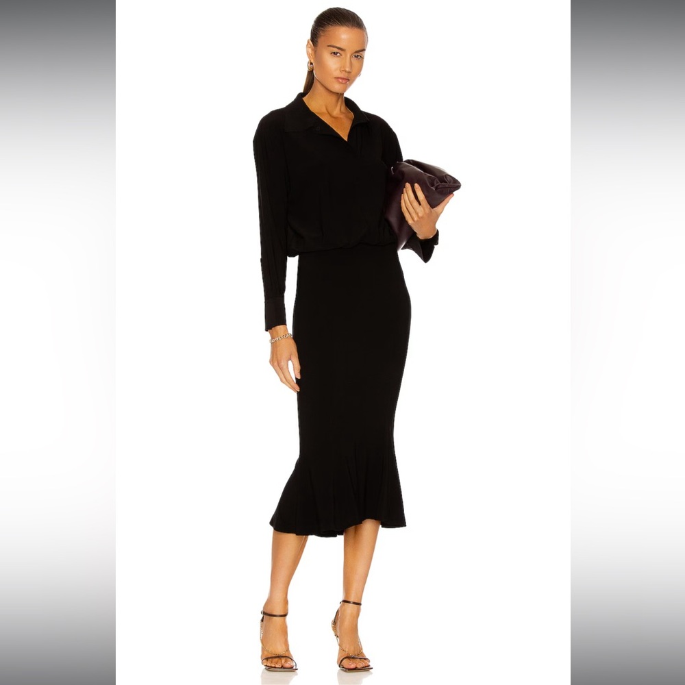 Norma Kamali Black Long Sleeve midi Dress size XS